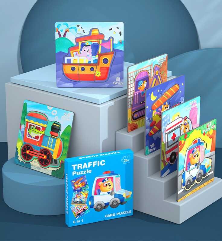 Пазли-вкладиші С 74366 (80) 6 дерев'яних дошок, 14х14 см, тематичні зображення, великі елементи-вкладиші, в коробці