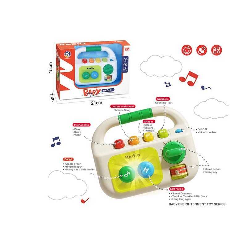 Музична гра 909-2502 (72/2) музика, звук, підсвічування, озвучення англійською мовою, пісні, цифри, музичні інструменти, фігури, пальчикова гра, тріскачка, регулювання гучності, в коробці