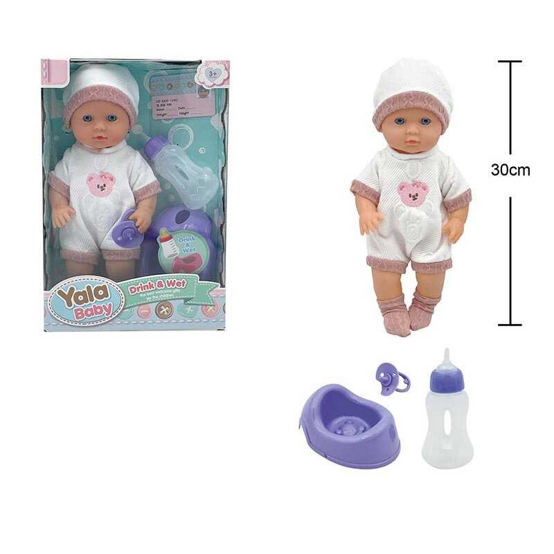 Пупс YL 2530 A-B (36) висота 30 см, п'є з пляшечки, ходить на горщик, знімний одяг, аксесуари, в коробці