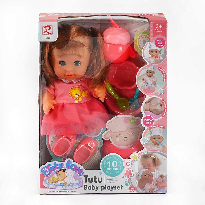 Пупс 9566 (24) "Tutu Baby playset", музичний чіп, характерні звуки та фрази, заплющує очі, аксесуари, в коробці