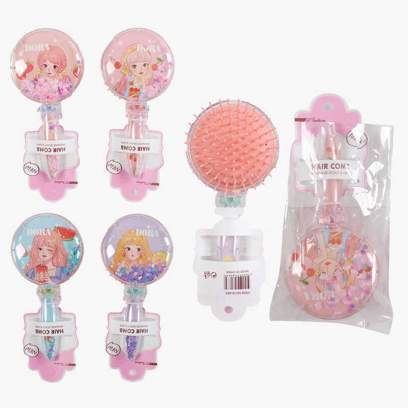 Щітка для волосся C 71726 (360) прозорий корпус з блискітками, в пакеті, ВИДАЄТЬСЯ ТІЛЬКИ МІКС ВИДІВ