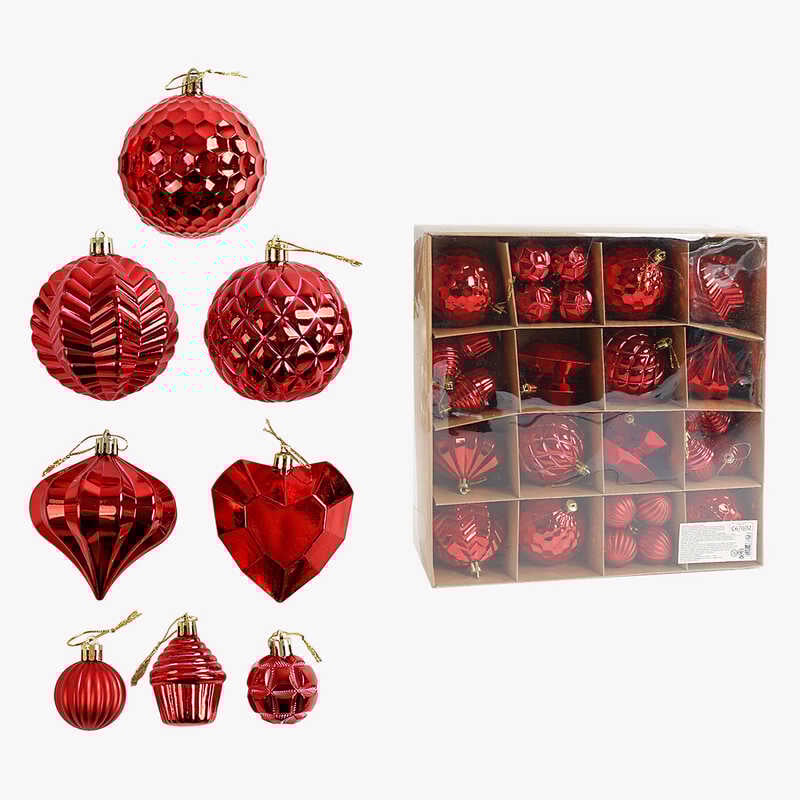 Новорічні прикраси C 67602 (16) 40 штук, кульки, тістечка, бурульки, в коробці