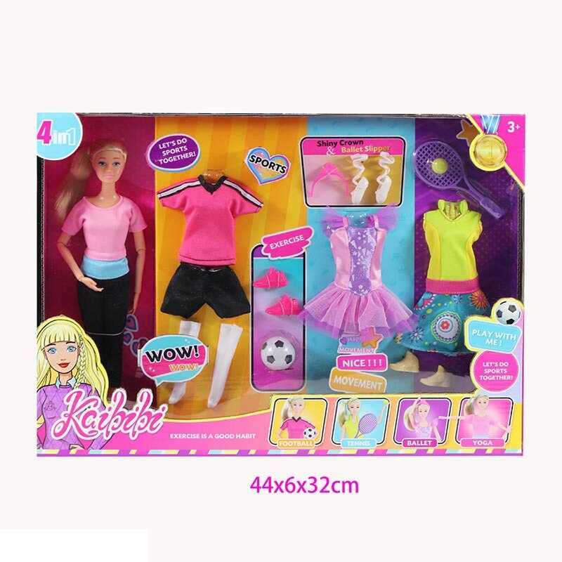 Лялька WG 196 (24/2) висота 28 см, йога, футбол, балет, теніс, аксесуари, м'яч, в коробці