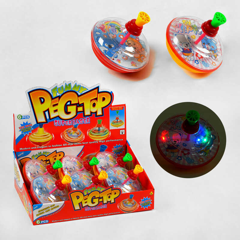 Дзиґа 8520 (18/2) 2 кольори, підсвічування, мелодія, ЦІНА ЗА 6 ШТУК В БЛОЦІ