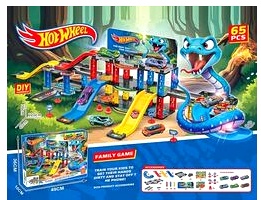 Трек T 876-15 «HOT WHEELS» , пускова установка , 2 металопластикові машинки з інерцією, наліпки, в коробці