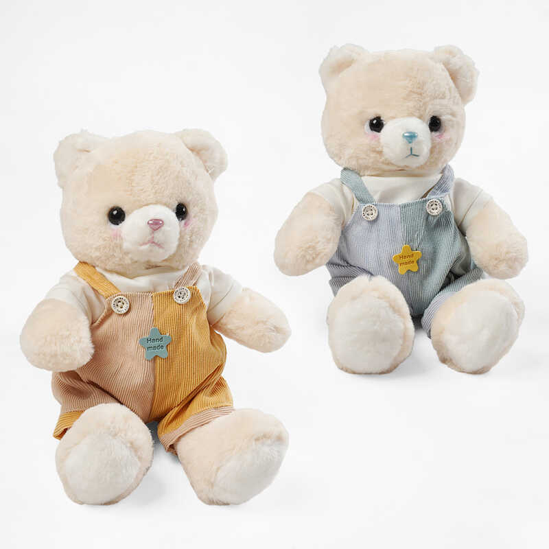 М`яка іграшка M 18063 (225) 2 види, “Ведмедик”, висота 30см, знімний одяг, пластикові очі