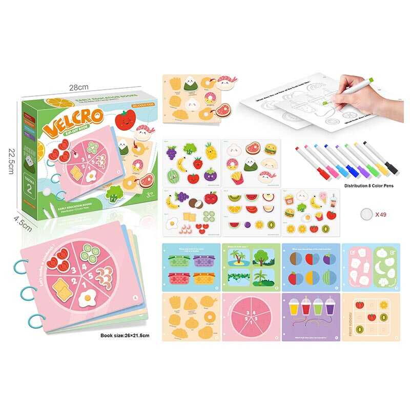 Логічна книжка 333-5 (72/2) багаторазова розмальовка, 8 маркерів, гра з липучками, в коробці