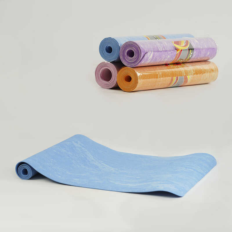 Килимок для йоги C 56205 (24) "TK Sport", ВИДАЄТЬСЯ ТІЛЬКИ МІКС ВИДІВ, розмір 61х173 см, товщина 0.4 см