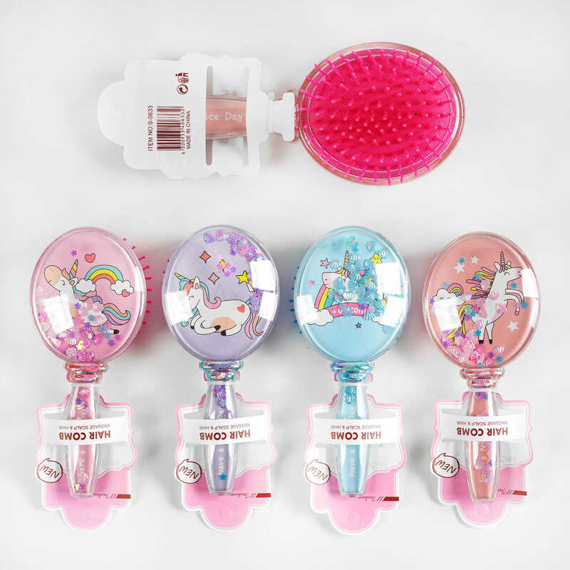 Щітка для волосся C 57904 (360) 4 види,”Єдиноріг”, ВИДАЄТЬСЯ ТІЛЬКИ МІКС ВИДІВ