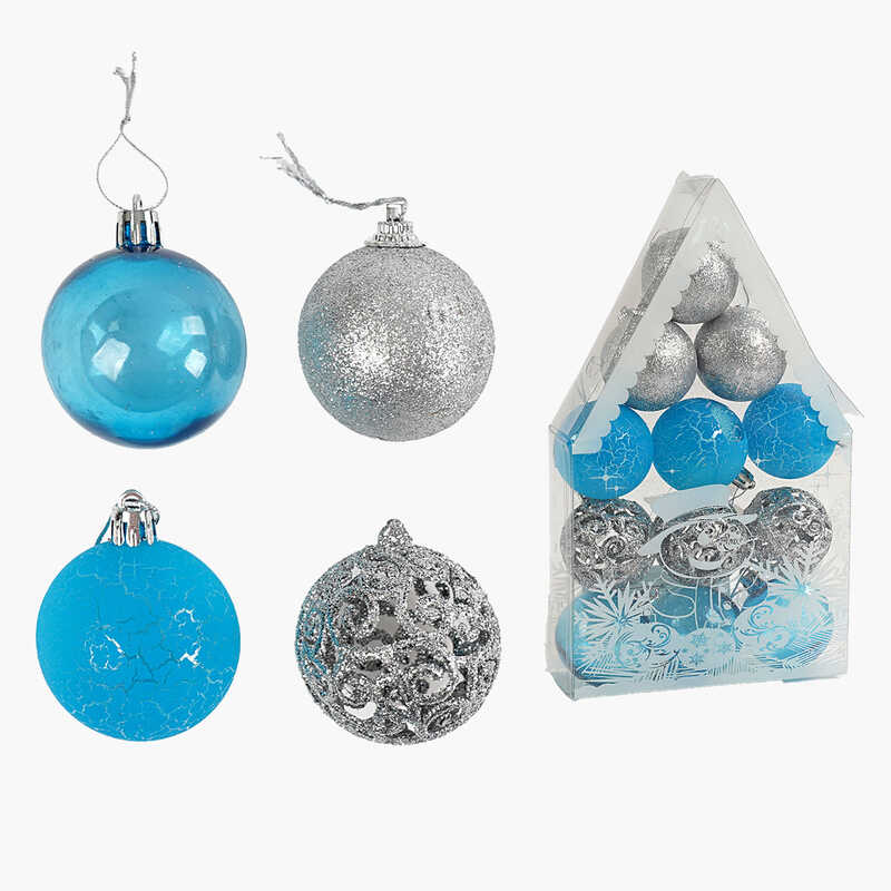 Новорічні прикраси C 67385 (108) 12 штук, кульки,  D=5 см, у слюді