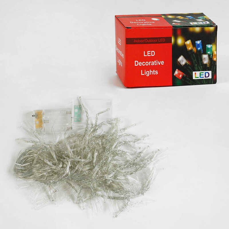 Гірлянда C 61480 (100) штора, 120 лампочок, 4х0,6 м, на батарейках, біле світло, 2 режими, у коробці