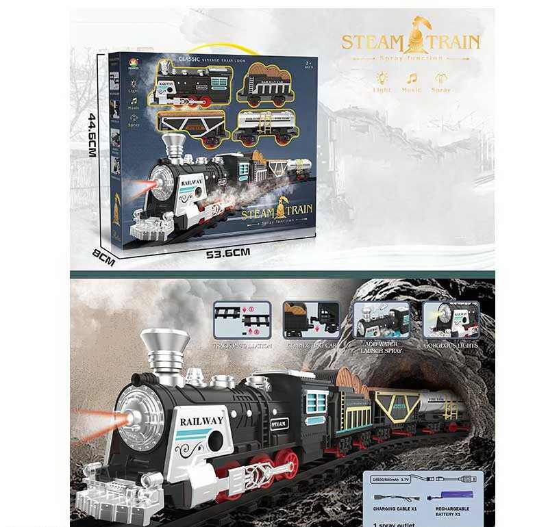 Залізниця 699-26 A (10) світлові та звукові ефекти, акумулятор 3.7 V, USB кабель, парогенерація, автоматичний принцип роботи, в коробці