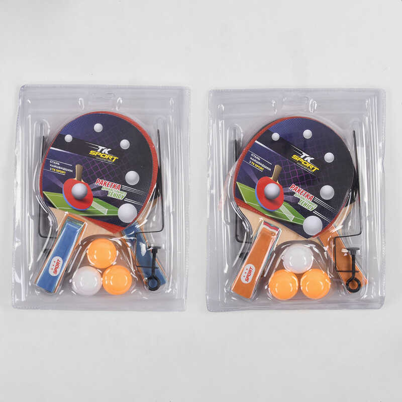 Набір ракеток для пінг-понгу C 44875 (50) "TK Sport", 2 види, 2шт + 3 кульки + сітка, в слюді