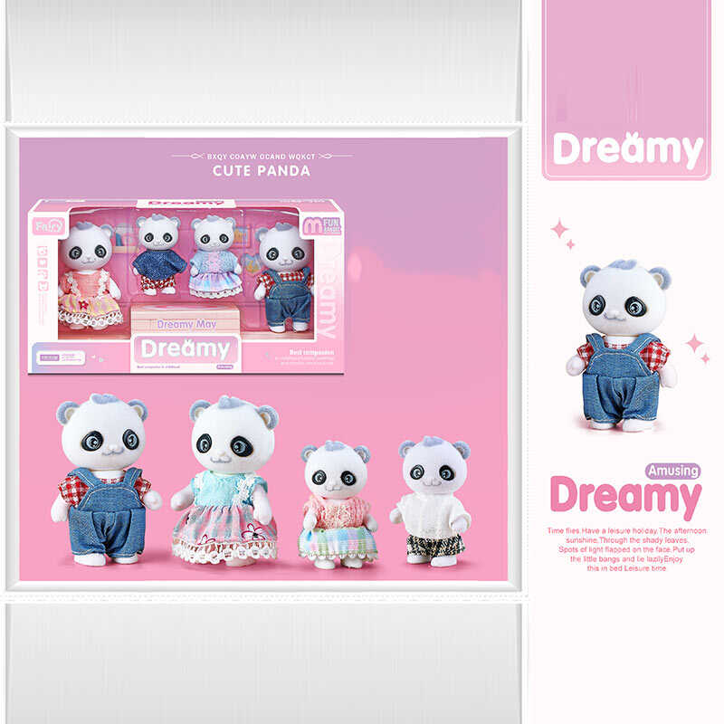 Флоксові тварини 6699 A 4 (72/2) “Панди”, 4 штуки, рухомі кінцівки, в коробці, ВИДАЄТЬСЯ ТІЛЬКИ МІКС ВИДІВ