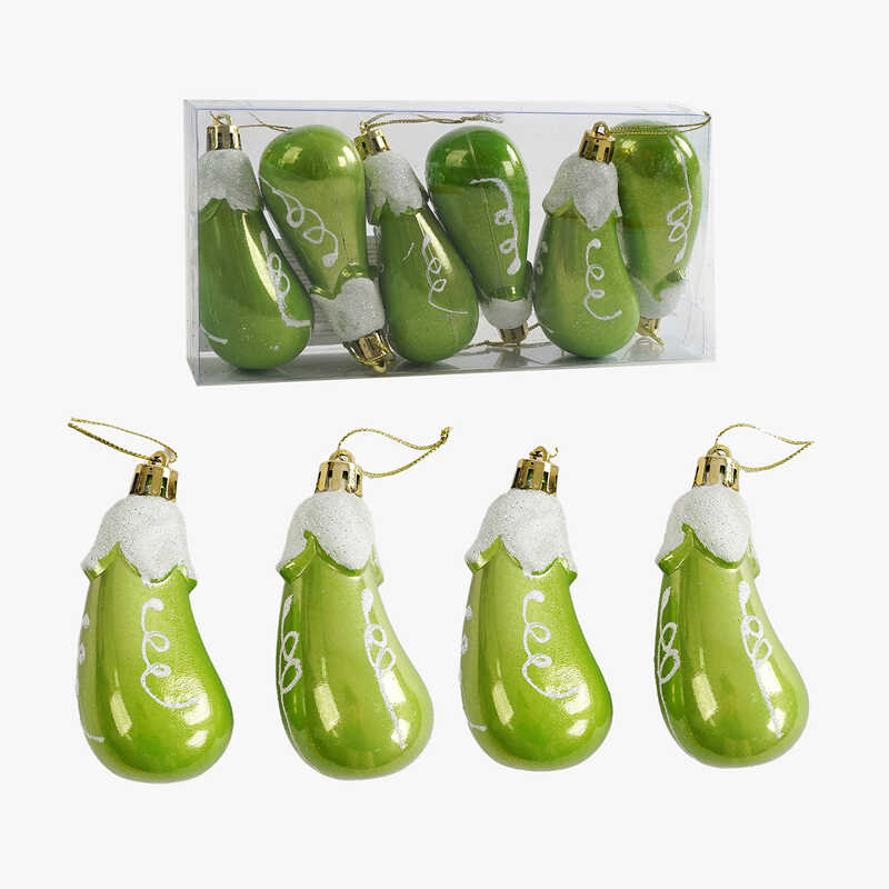 Новорічні прикраси C 67245 (225) 6 штук, “Кабачки”, у слюді