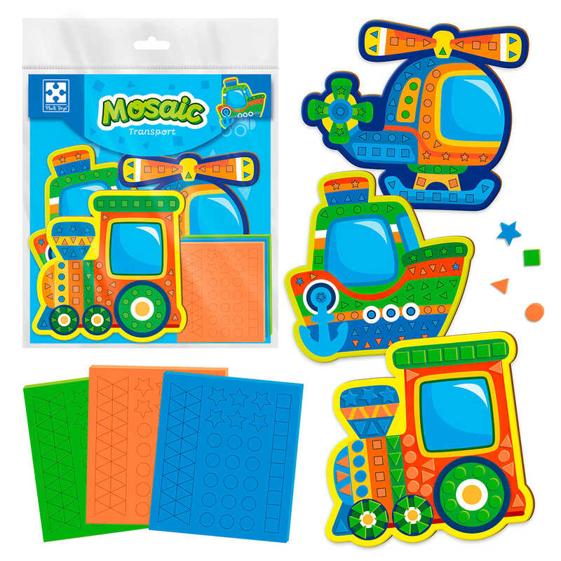 гр Набір для творчості "М`яка мозаїка. Транспорт" VT4511-10 (укр) (24) "Vladi Toys"