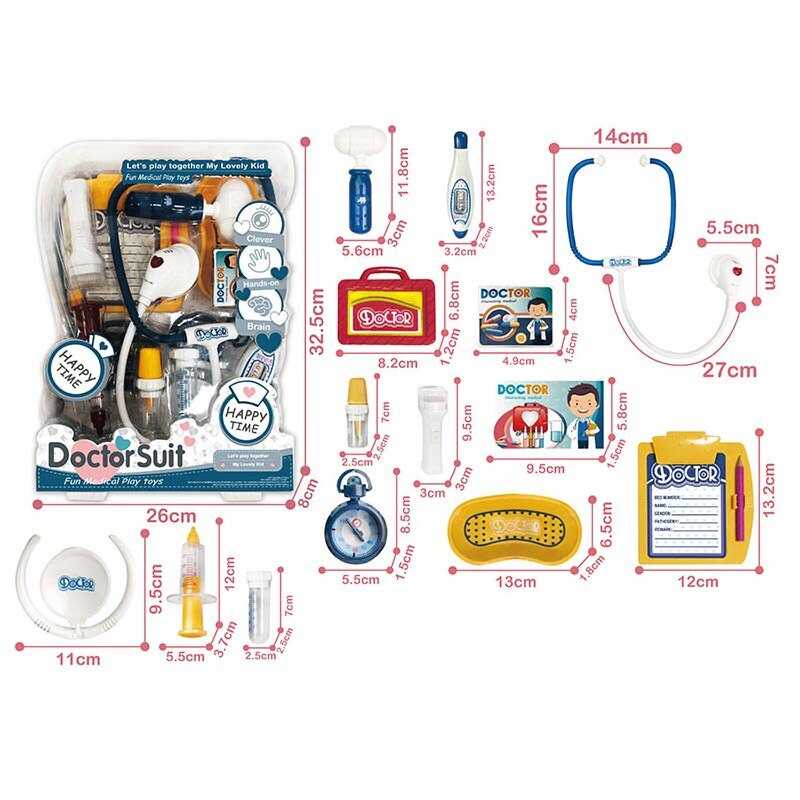 Набір лікаря 8806-2 (36) підсвічування, звук серцебиття, медичне приладдя, муляжі ліків, в слюді