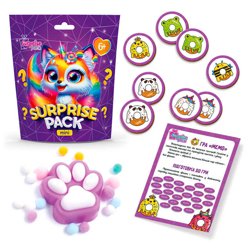 гр Набір для творчості із сюрпризами "Surprise Pack Mini 3" VT8040-03 (24) "Vladi Toys", гра "Мемо", сквіш, в пакеті