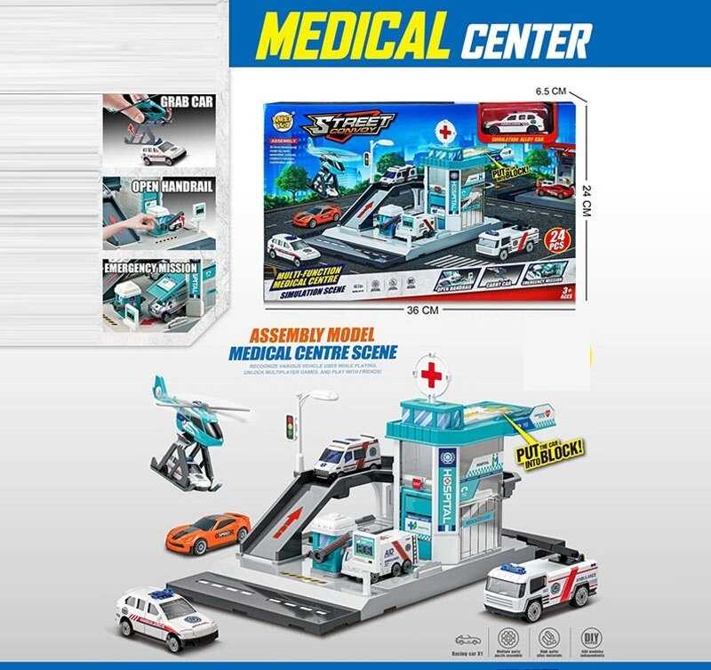 Станція швидкої допомоги MH 648 (48/2) металопластикова машинка, 22 елементи, аксесуари, наліпки, в коробці