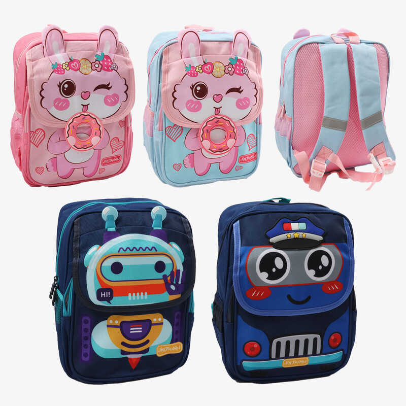 Рюкзак С 68155 (150) 4 види, висота - 34 см, 2 відділення, 2 кишені, регульовані лямки, в пакеті, ВИДАЄТЬСЯ МІКС