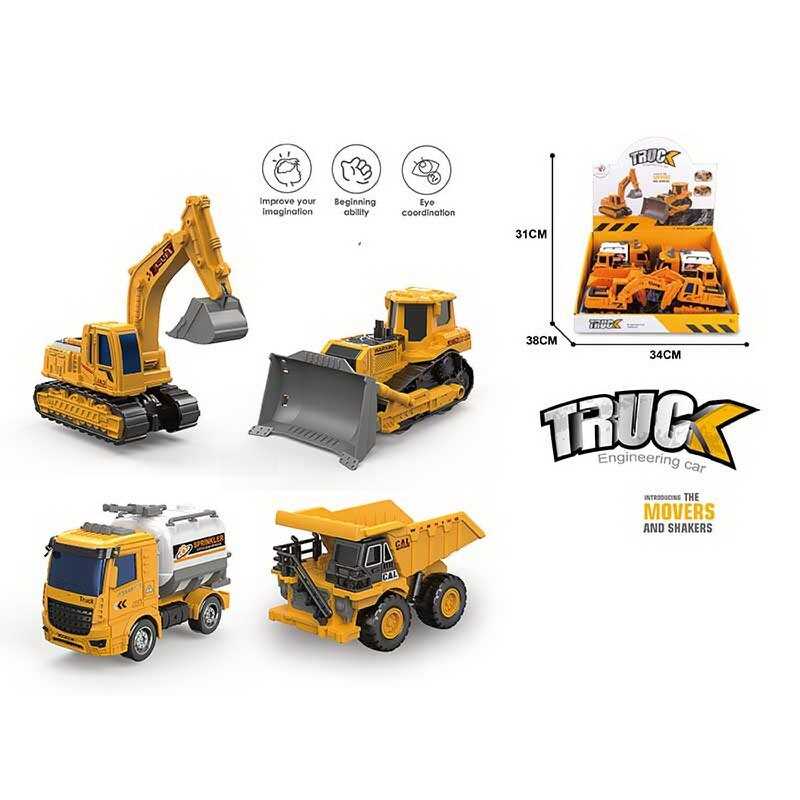 Набір спецтехніки RL 589-20 F (18/2) ЦІНА ЗА 8 ШТУК В БЛОЦІ, інерція, рухомі елементи, в коробці