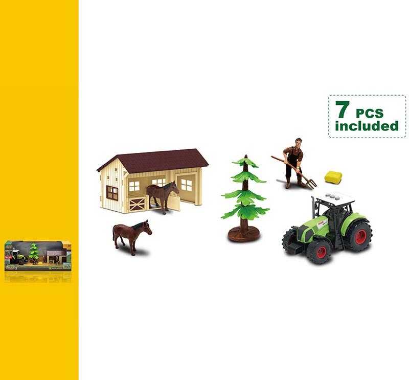 Ферма 550-30 K (24/2)  трактор, підсвічування, звук, інерція, фермер, коні, стайня, декорації, рухомі елементи, в коробці