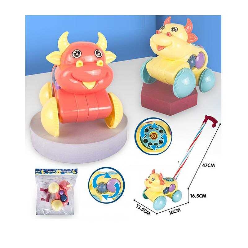 Каталка 380 (72/2) 2 кольори, “Бичок”, на паличці, з дзвіночком, у пакеті