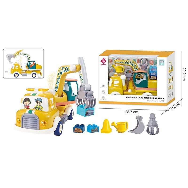 Спецтехніка A 88032 (18) інерція, підсвічування, звуки, парогенерація, рухомі елементи, конструктор, на батарейках, в коробці