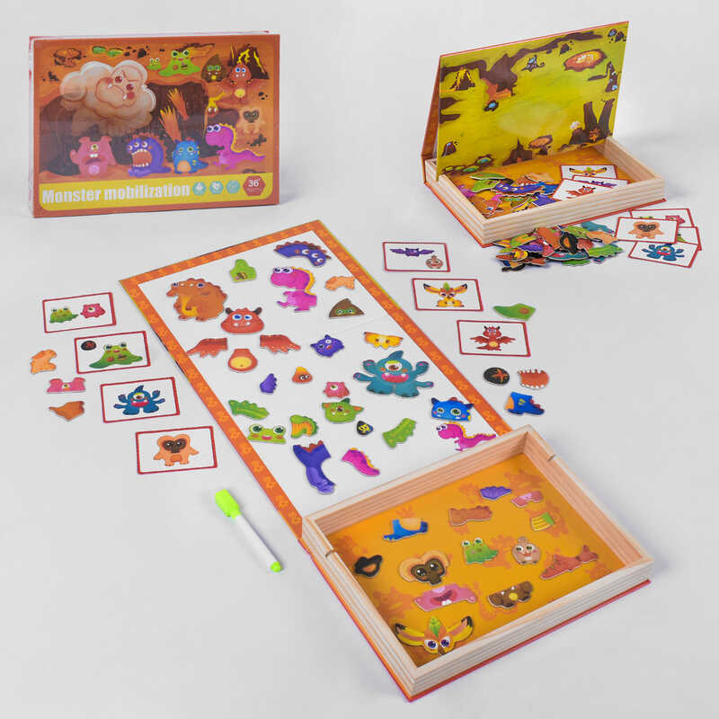 Дерев'яна магнітна дошка B 33488 (32) маркер, в коробці