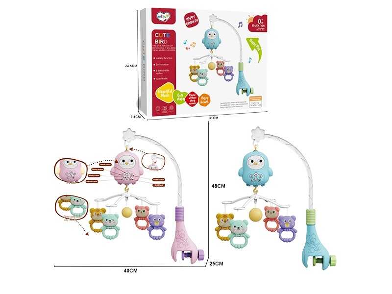 Карусель музична 368-20 (36) 2 кольори, мелодії, підсвічування, таймер, 5 підвісок-брязкалець, в коробці