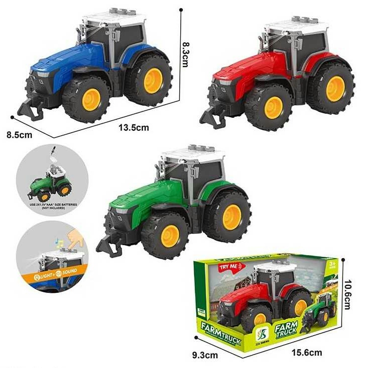 Трактор 0488-600 D , 3 кольори, інерція, 3 кнопки, світло, звук, в коробці