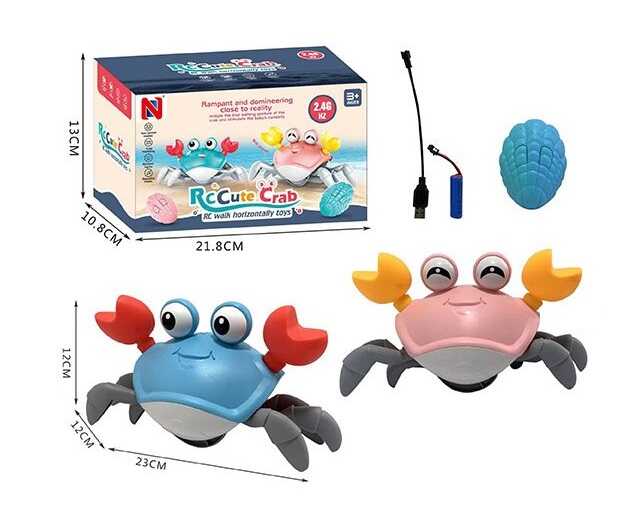 Краб на радіокеруванні 66-120 (48) 2 кольори, акумулятор - 3.7 V, пульт, USB - кабель, підсвічування, пісня англійською мовою,  рухливі кінцівки, в коробці