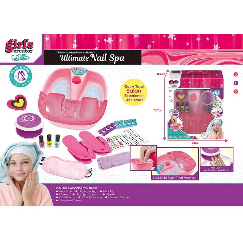 Набір для манікюру та педикюру MBK 529 (8) ванночка для ніг, утворення бульбашок, мелодія, лампа для сушіння лаку, лаки для нігтів, пилочка, одноразові капці, серветка, пов'язка для сну, в коробці