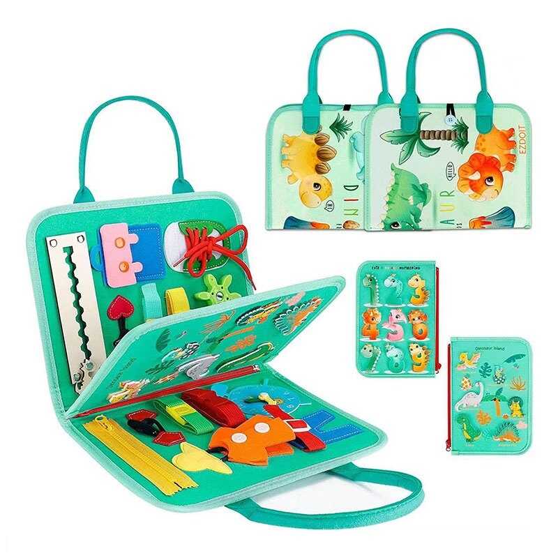 Логічна папка 25011 (40) фетр, циферблат, назви динозаврів англійською, цифри, блискавка, шестерні, ремінці, липучки, в пакеті