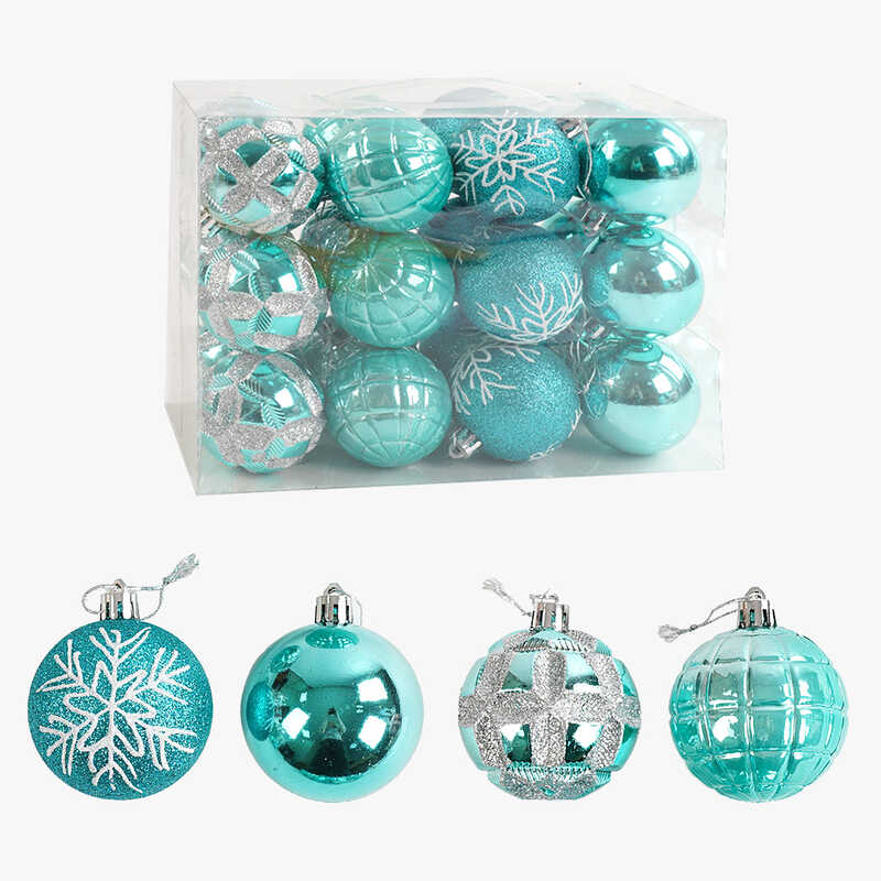 Новорічні прикраси C 67631 (30) 24 штук, кульки, D = 5,5  см, у слюді