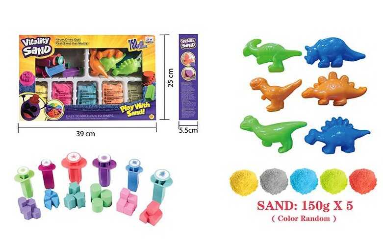 Кінетичний пісок 1903 A/D/H (24/2) 3 види, 750 г, 5 кольорів, 14 форм, інструменти, в коробці, ВИДАЄТЬСЯ ТІЛЬКИ МІКС ВИДІВ