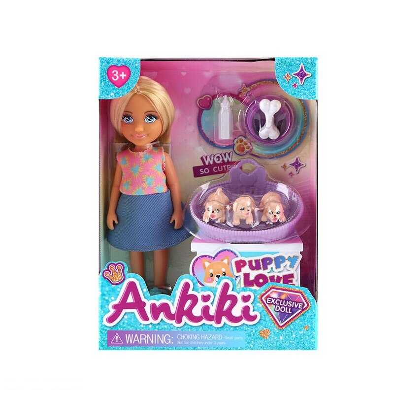 Лялька з аксесуарами 606008 (96) висота - 13 см, рухомі кінцівки, прошите волосся, гумова голова, фігурки песиків, аксесуари