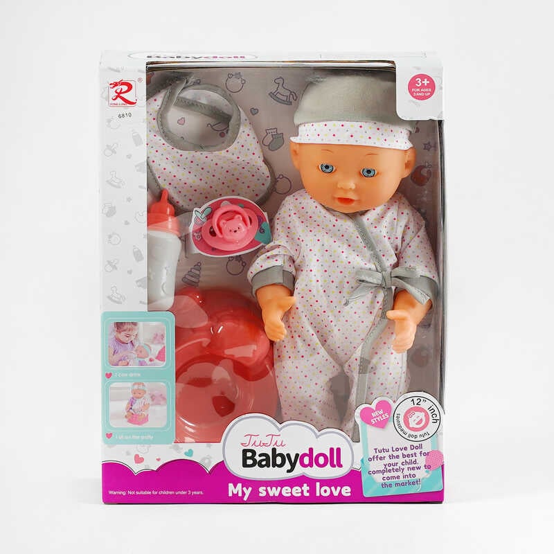 Пупс 6810 (24) п’є з пляшечки, ходить у горщик, аксесуари, висота 32 см, в коробці