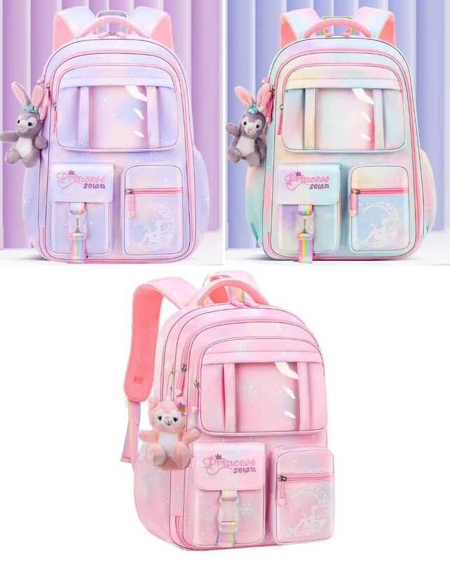 Рюкзак C 65508 (50) 3 ВИДИ, розмір 29х16х44 см, ортопедична спинка, 2 відділення, 2 бокові й 3 передні кишені, регульовані ремінці, брелок, в пакеті, ВИДАЄТЬСЯ МІКС