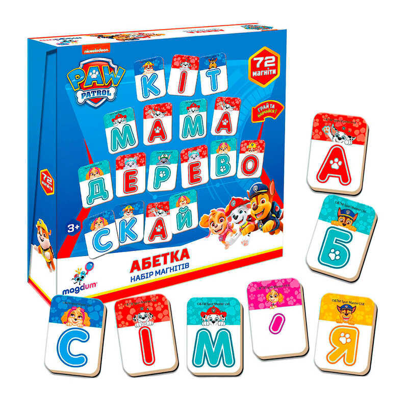 гр Набір магнітів ML 4034-12. "Щенячий патруль.Абетка" (24) "Magdum"