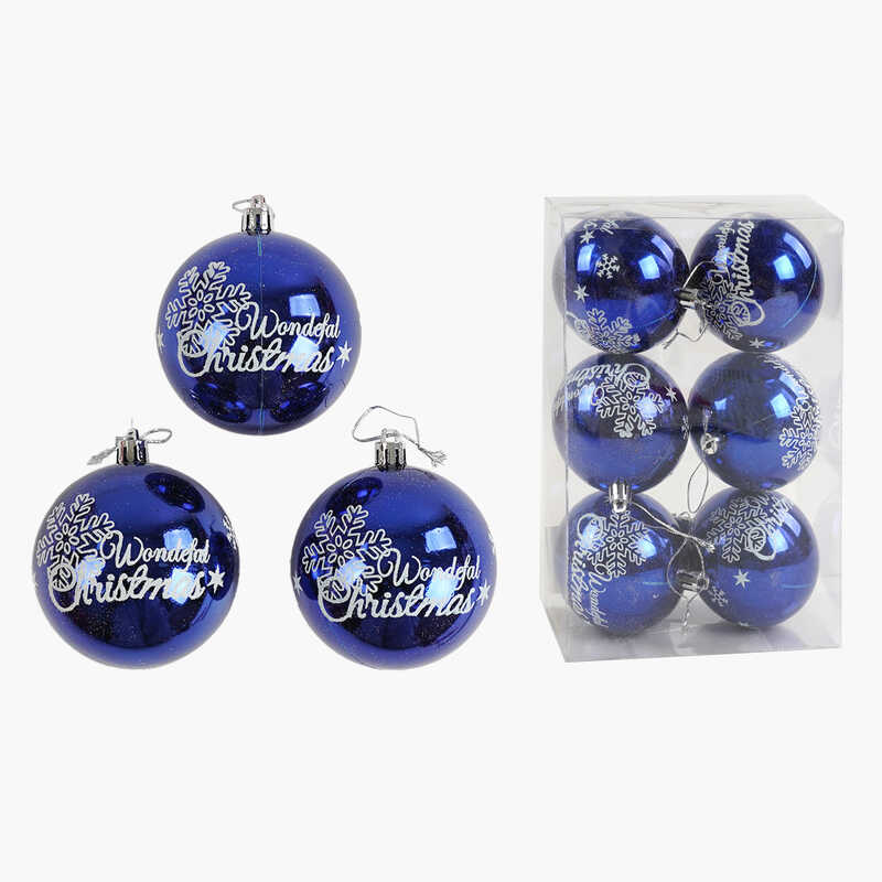 Новорічні прикраси C 67692 (64) 6 штук, кульки, D = 7,5 см, у слюді