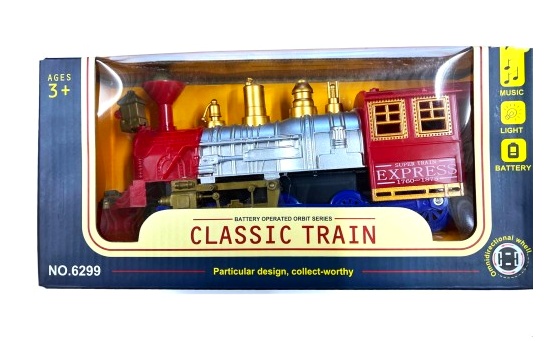 Потяг 6299 , звук, світло, колесо вільного ходу , на батарейках, в коробці