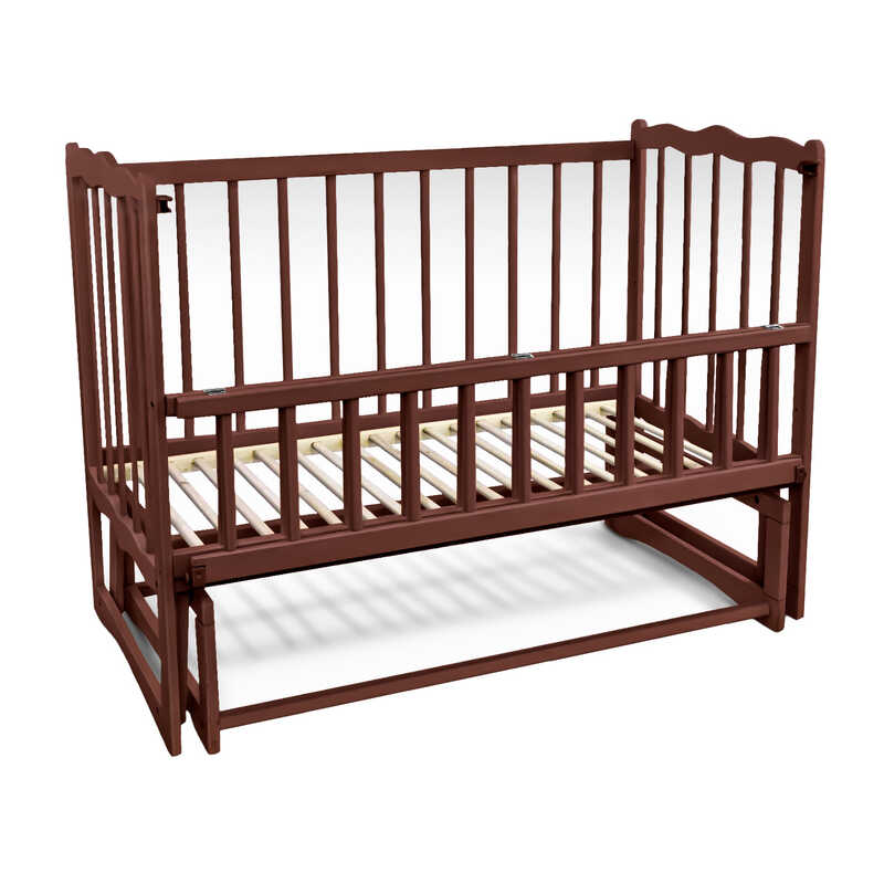 гр Ліжечко дерев`яне маятник - відкидний борт "Сон" (1) вільха - колір Шоколад