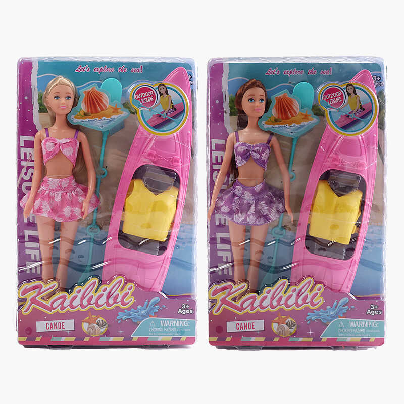 Лялька WG 246 (48/2) 2 види, висота - 30 см, голова — гума, тіло — пластик, знімний одяг, човен, весло, рятувальний жилет, в коробці