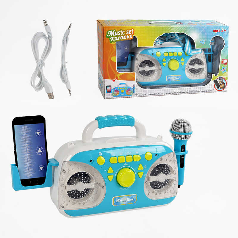 Караоке 5021 A (12/2) підсвічування, мікрофон, Bluetooth, MP3-кабель, USB-кабель, працює від мережі, в коробці