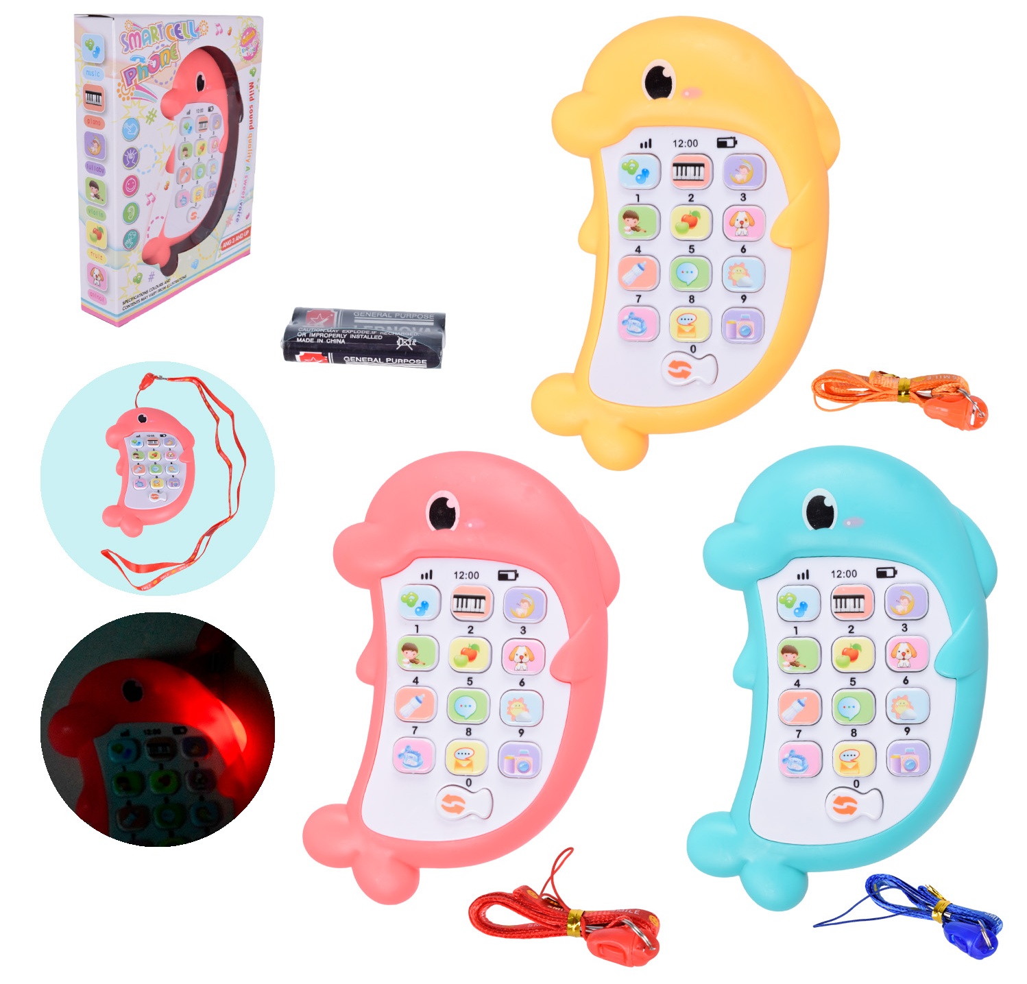 Телефон B6611E , навчальний, озвучено англ. мовою , мелодії, вчимо слова та цифри, в коробці