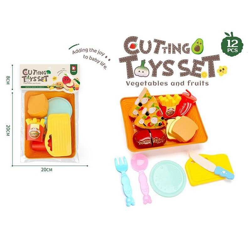 Продукти на липучці 2207 A6 (80/2) кошик, дошка та ніж для “нарізання”, тарілка, ложка, вилка, в пакеті