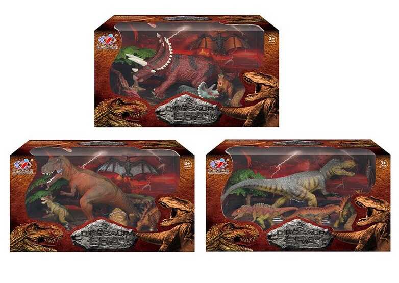 Набір динозаврів Q 9899-213 (24/2) 3 види, 7 елементів, 4 динозаври, аксесуари, в коробці