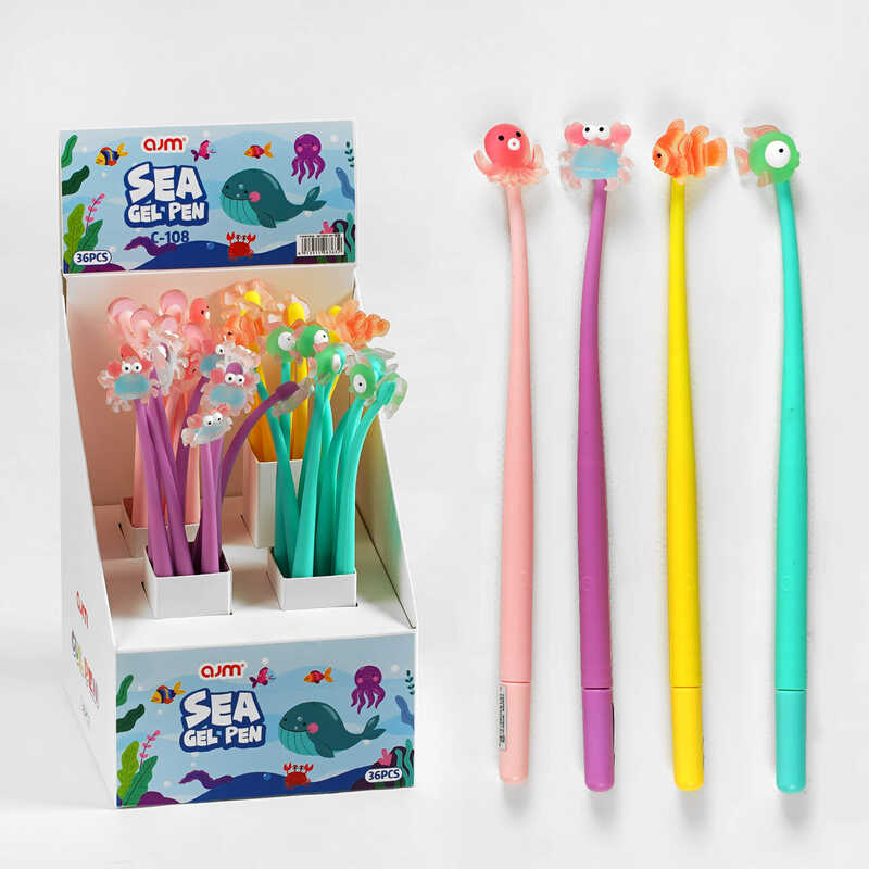 Ручка D 35222 (48/4) ЦІНА ЗА 36 ШТУК В БЛОЦІ, гелева, синя паста