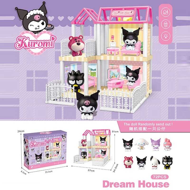 Будиночок з героями 1 SY-3 Штрих=41943 (72) 1 герой, 72 елементи, підсвічування, висота 31см, два поверхи, ліжечко, стіл, парканчик, в коробці